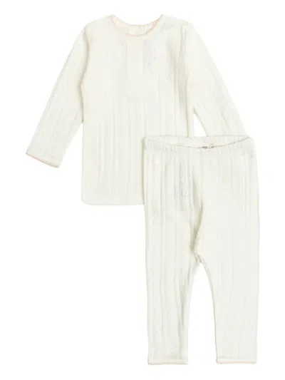 Bonpoint Babies' Pointelle Trim Trousers Set In White