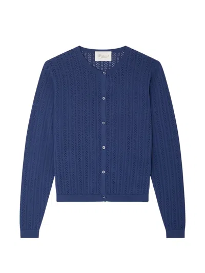 Bonpoint Pointelle-knit Cardigan In Blue