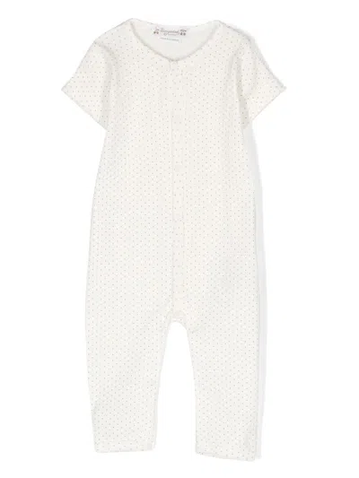 Bonpoint Babies' Polka-dot Short-sleeve Romper In White