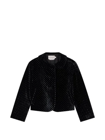 Bonpoint Kids' Polka-dot Velvet Jacket In Black