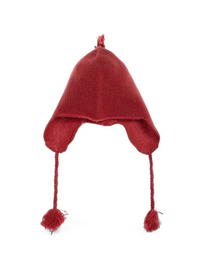 Bonpoint Kids' Pompom Earflap Hat In Red