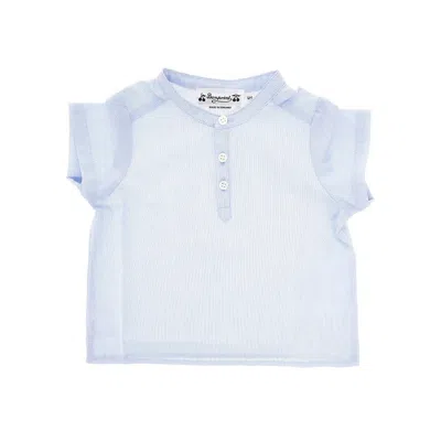 Bonpoint Poplin Short-sleeved Shirt Kids In Blue