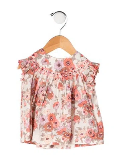 Pre-owned Bonpoint Babies' Printed Cotton Floral Blouse In Pink