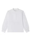 Bonpoint Pure White 'ebora' Blouse With Mandarin Collar  In White