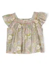Bonpoint Floral-print Cotton Blouse In Purple