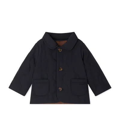 Bonpoint Kids' Quilted Collared Jacket In Blue