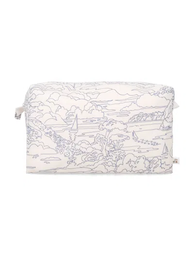 Bonpoint Quilted Mini Pouch Handbag With Charming Print - 14 Cm X 24 Cm X 10 Cm In White