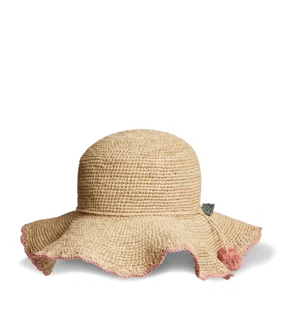 Bonpoint Kids' Raffia Cherry Straw Hat In Brown