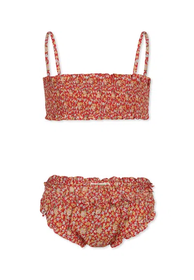 Bonpoint Kids' Red Bikini For Girl With Floral Print