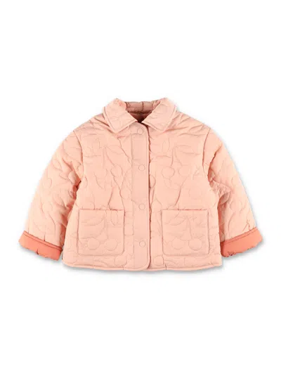 Bonpoint Reversible Mini Quilted Jacket With Water-repellent Finish And Print Protection In Tea Rose