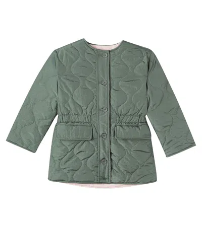 Bonpoint Kids' Reversible Quilted Jersey Jacket In Green