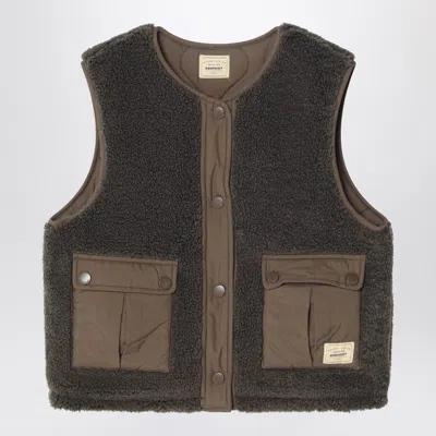 BONPOINT REVERSIBLE TEDDY AND NYLON BROWN GILET