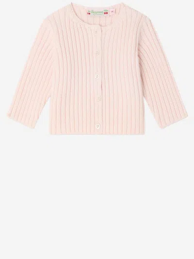 Bonpoint Ribbed Cotton-cashmere Blend Cardigan In Pink