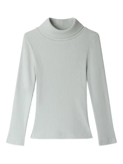 Bonpoint Kids' Ribbed Turtleneck Sweater In Gray