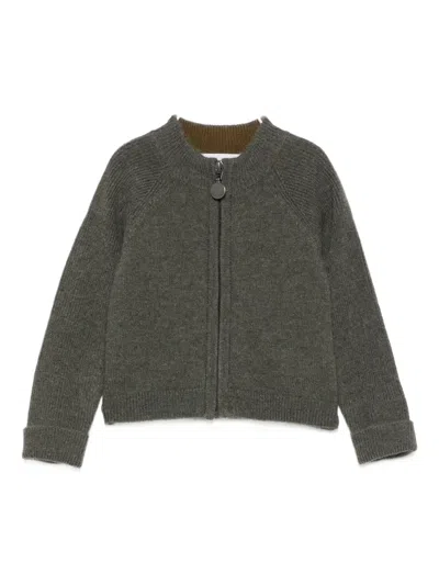 Bonpoint Babies' Ribbed Zip-up Cardigan In Gray