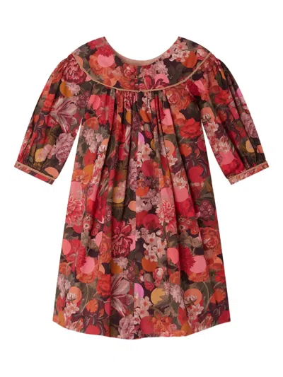 Bonpoint Kids' Round Collar Floral Casual Dress In Multi