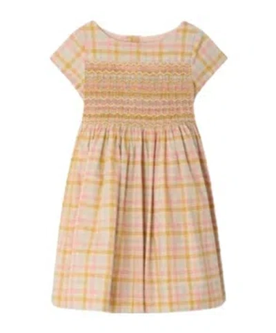 Bonpoint Round Neck Short Sleeve Dress In Orange