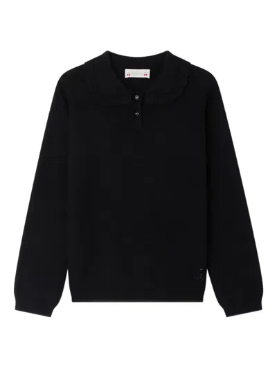 Bonpoint Kids' Pullover Mit Rüschenkragen In Black