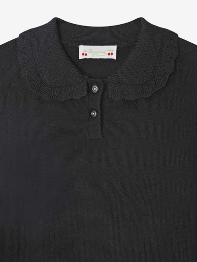 Bonpoint Ruffled Collar Wool Sweater In Black