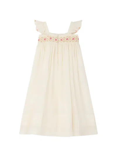 Bonpoint Kids' Ruffled Embroidered Laora Dress In Neutral