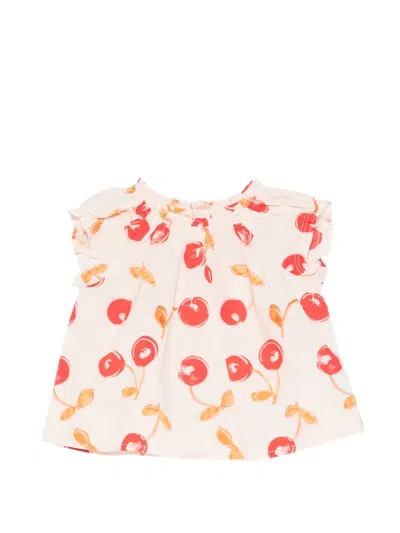 Bonpoint Babies' Ruffled-neck Cherry-print Blouse In Pink