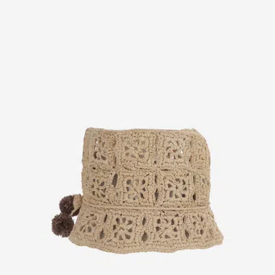 Bonpoint S06gacw00002 Perforated Raffia Sun Hat In Beige