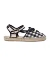 Bonpoint Mini Gingham Espadrilles With Bow And Cherry Stud In Black