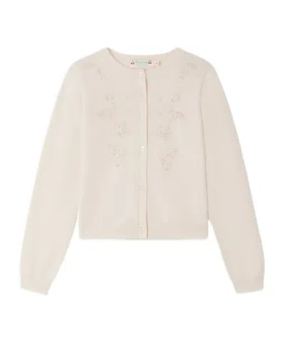 Bonpoint Kids' Goethe Sequin-embellished Cardigan In White