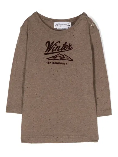 Bonpoint Babies' Serighaphie-motif Cotton T-shirt In Brown