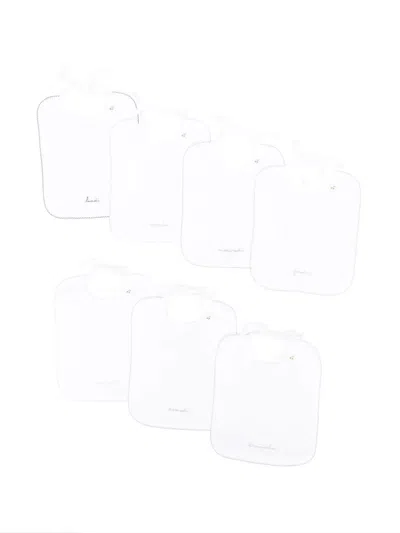 Bonpoint Kids' Set Of Bibs Days Of The Week In White