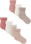 Bonpoint Seven-pack Baby White & Pink Day-of-the-week Cotton Socks In 124 Upb Rose Fane