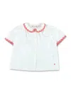 Bonpoint Kid - Ezzie Cotton Emboidered Shirt In Blanc Lait