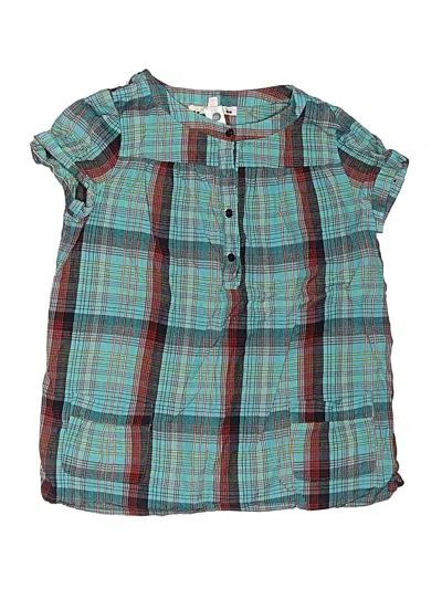 Pre-owned Bonpoint Kids' Short Sleeve Blouse In Teal