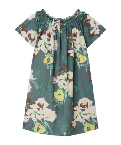 Bonpoint Kids' Short Sleeve Dress In Green