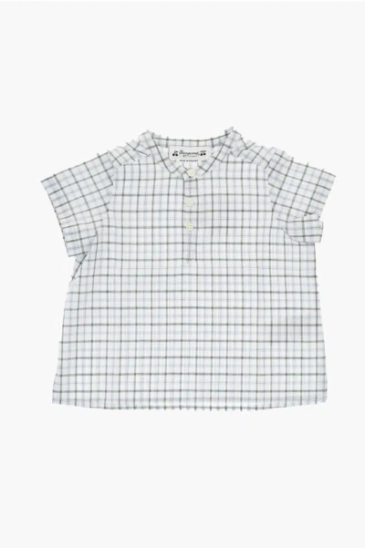 Bonpoint Short Sleeved Checked Cesari Shirt In White
