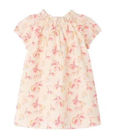 Bonpoint Sidwel Baby Dress With Cherry Print In Organic Cotton In Pink