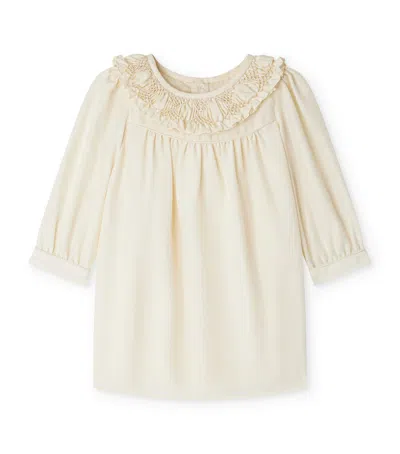 Bonpoint Kids' Silk Frilled Dress In Neutral
