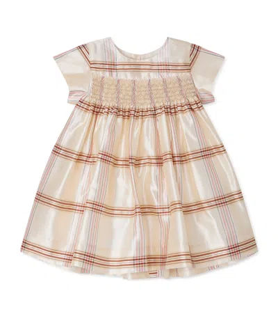 Bonpoint Kids' Silk Check Dress In White