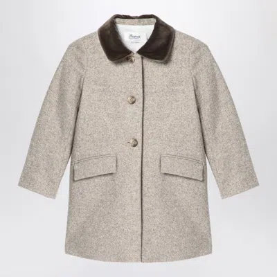 Bonpoint Single Breasted Wool Blend Coat In Beige