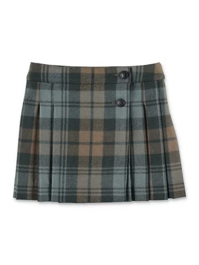 Bonpoint Wool Mini Skirt For Girls - Fall/winter 2025 In Green