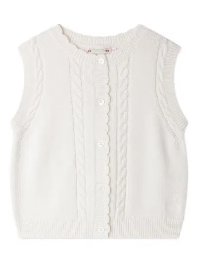 BONPOINT SLEEVELESS CARDIGAN WITH WOVEN KNIT BONPOINT