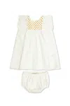 Bonpoint Smocked-panel Dress In White