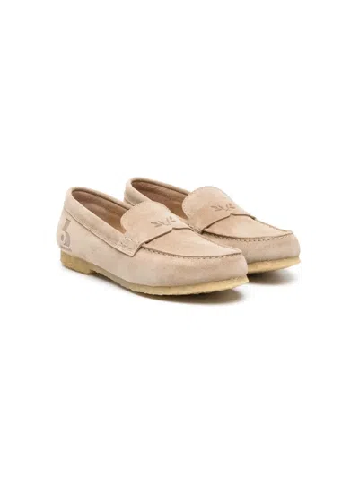 Bonpoint Kids' Slip-on Suede Loafers In 中性色
