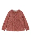 Bonpoint Smocked Cherry-print Blouse In Brown