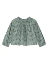 Bonpoint Smocked Floral Blouse In Blue