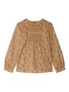 Bonpoint Gesmokte Bluse Mit Blumen-print In Brown