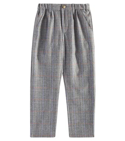 Bonpoint Kids' Stephen Checked Pants In Grey