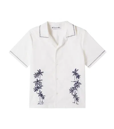 Bonpoint Kids' Steve Embroidered Cotton Poplin Shirt In White