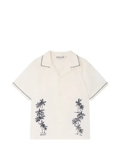 Bonpoint Kids' Steve Palm-tree-embroidered Shirt In Neutral