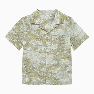 Bonpoint Steve Shirt With Green Cotton Print In Multicolor